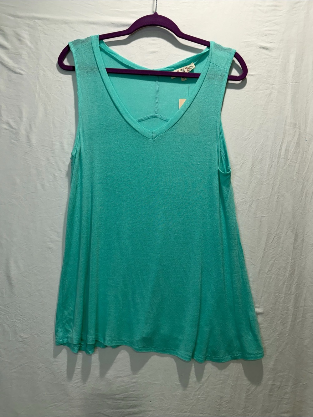 Pink Rose Teal V-Neck Swing Tank Top